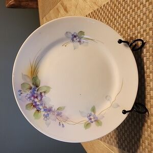 Fantastic Antique Hand Painted Nippon Plate Violets and Leaves